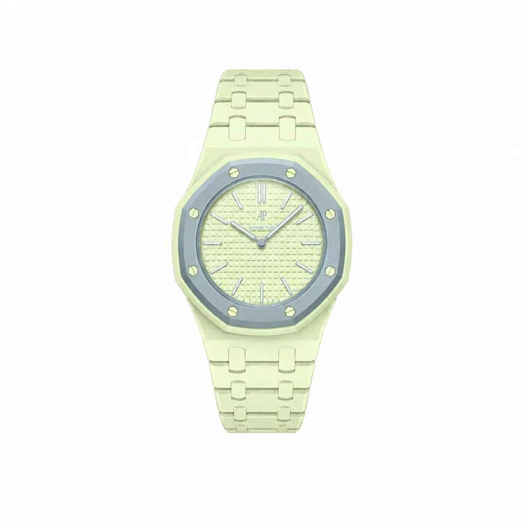 Bracelet Royal Pop Blaue Acht avec cadran Royal Pop clipsé — © 2026 Royal Pop Lab
