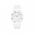Bracelet Royal Pop Huit Blanc avec cadran Royal Pop clipsé — © 2026 Royal Pop Lab