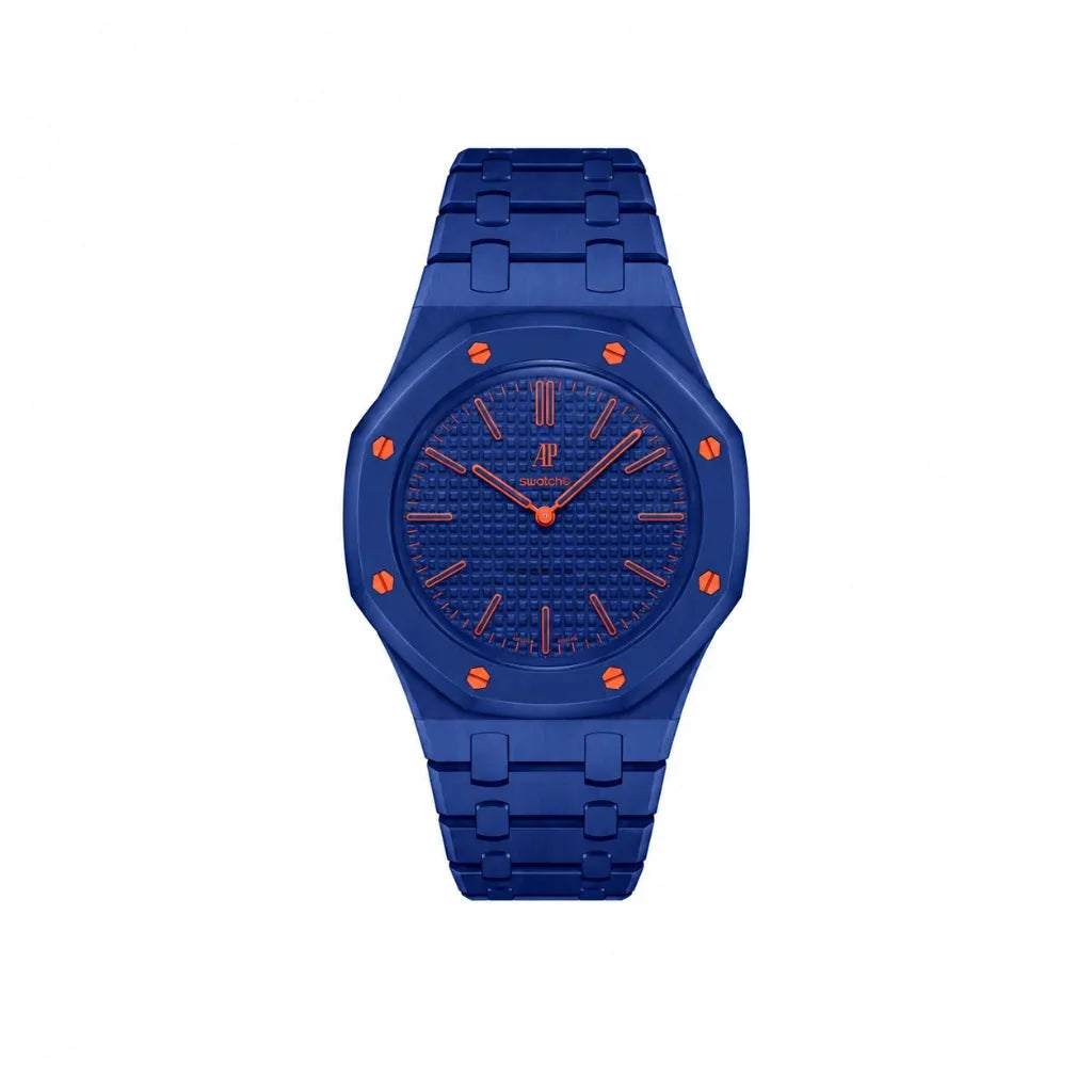 Bracelet Royal Pop Orenji Hachi avec cadran Royal Pop clipsé — © 2026 Royal Pop Lab
