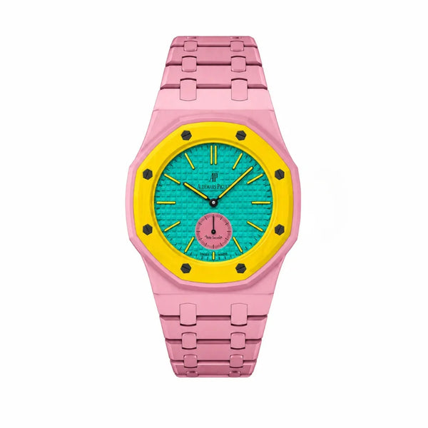 Bracelet Royal Pop Otg Roz avec cadran Royal Pop clipsé — © 2026 Royal Pop Lab